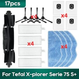Fit For Tefal Rowenta X-plorer Serie 65+, 75S RR8577WH, 75S+ RG8597W / RR8587WH Accessories Brush Hepa Filter Mop Wipe Dust Bag