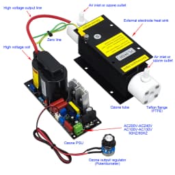 CE FCC ROHS Patented Product 5G/H 5grams Adjustable High Concentration Narrow Gap Discharge Quartz Tube Ozone Generator Kit