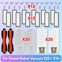 Fit For Xiaomi Robot Vacuum X20+, X10+ / X20 Plus, X10 Plus Parts Roller Side Brush Hepa Filter Mop Cloth Dust Bag Accessories