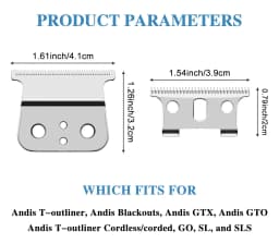 Replacement Blade For Andis #04710 #04521 T outliners, Gtx, SL, SLS, Blackouts, out line Trimmer Cordless/corded,zero gapped