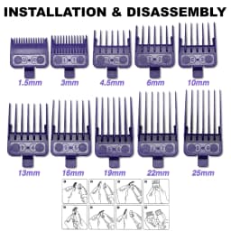 Professional Electric Hair Clipper Comb 10PC Purple Limit Comb Suitable for M10, R77F, 2020C, KULILANG, WMARK, BRCILIP Barbers
