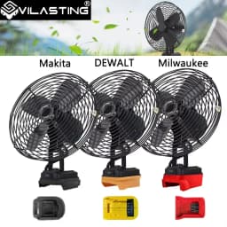 6/8In Camping Fan Outdoor Fishing Wireless Desktop Portable Metal Fan Strong Wind Fan For Makita/Dewalt/Milwaukee 18V BatteryPin