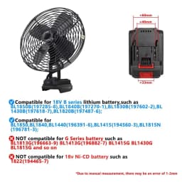 6/8In Camping Fan Outdoor Fishing Wireless Desktop Portable Metal Fan Strong Wind Fan For Makita/Dewalt/Milwaukee 18V BatteryPin