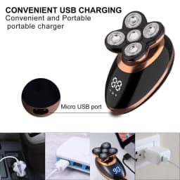 Electric Shaver Electric Razor Rotary Beard Trimmer Rechargeable Shaving Machine for Men Beard Razor Waterproof 5-Blade