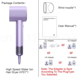 MIJIA High Speed Water Ion Hair Dryer H701,4 Temps & 3 Speeds,Professional 1600W Ionic Blow Dryers,110000 Rpm Fast Dry
