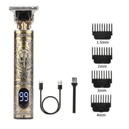 Professional Vintage Hair Clippers and Trimmers Kit, Rechargeable Cordless Haircut & Grooming Set for Men, Beard Trimmer with