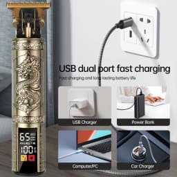 Professional Vintage Hair Clippers and Trimmers Kit, Rechargeable Cordless Haircut & Grooming Set for Men, Beard Trimmer with