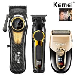 Kemei Rechargeable Hair Clippers Kit Professional DLC Blade Electric Trimmer Men Barber Cordless Shaver KM-2242 KM-2351 KM-3209