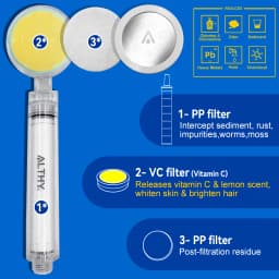 ALTHY Vitamin C Handheld Shower Head Filter,High Pressure SPA Softener Water,Whiten&Moisturizing Dry Itchy Skin,Reduce Hair Loss