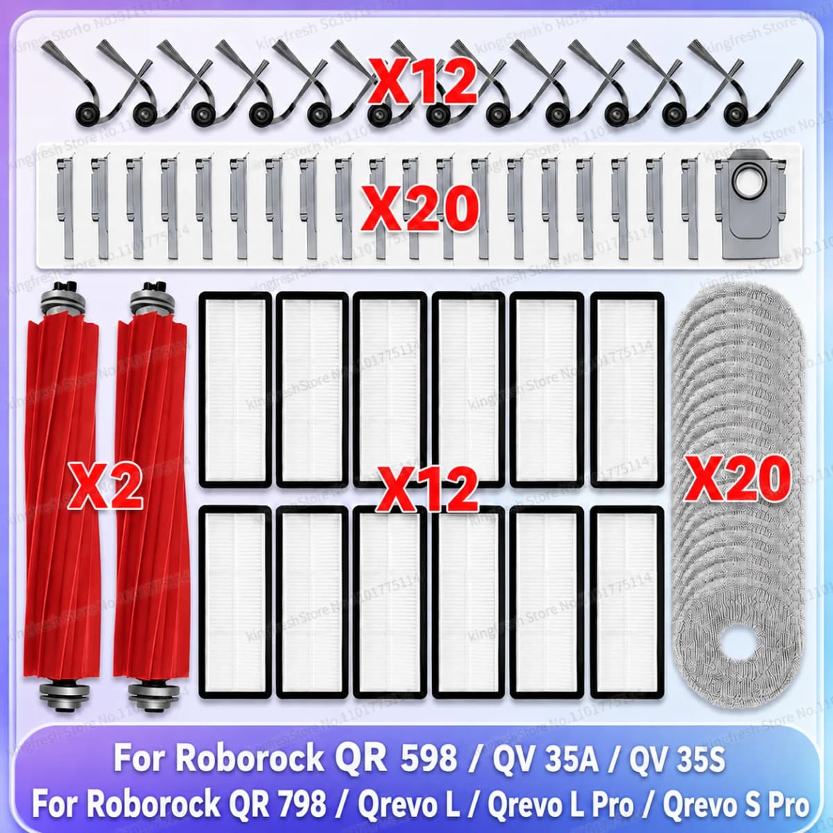 Fit For Roborock QR 798/ QR 598/ QV 35A/ QV 35S/ Qrevo L/ Qrevo L Pro/ Qrevo S Pro Parts Main Side Brush Filter Mop Cloth Bag