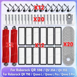 Fit For Roborock QR 798/ QR 598/ QV 35A/ QV 35S/ Qrevo L/ Qrevo L Pro/ Qrevo S Pro Parts Main Side Brush Filter Mop Cloth Bag