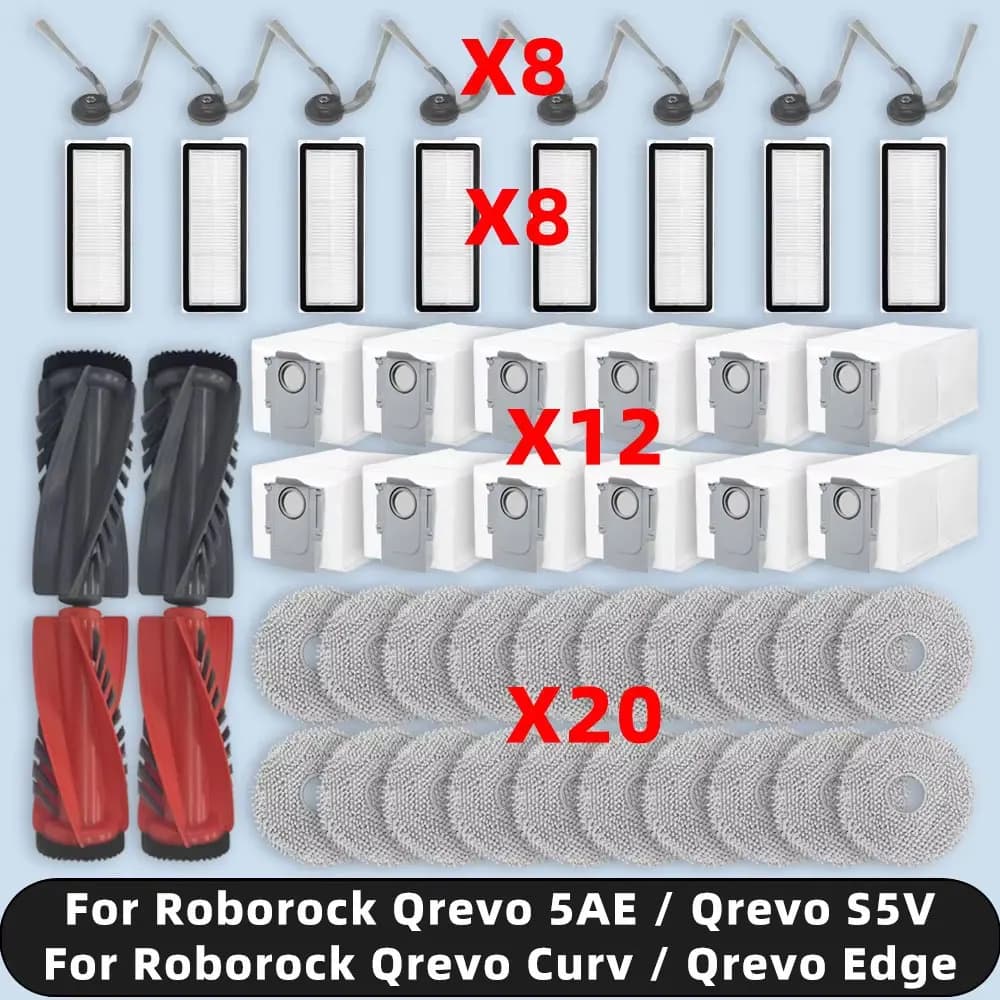 Fit For ( Roborock Qrevo 5AE / S5V / Curv / CurvC / Curv S5X 5A1 5XC / Edge / EdgeC / Edge S5A 5V1 ) Parts Brush Filter Mop Bag