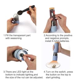 Electric Salt Pepper Grinder Automatic Spice Mill Adjustable Coarseness Kitchen Grinding Tools For Cooking BBQ Seasoning