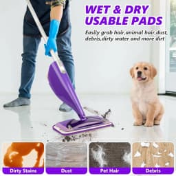 5PCS Reusable Mop Pads Compatible with Swiffer WetJet Mops Wet Dry Head for Swiffer Wet Jet Mop Hardwood Floor Cleaning, Purple