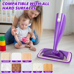 5PCS Reusable Mop Pads Compatible with Swiffer WetJet Mops Wet Dry Head for Swiffer Wet Jet Mop Hardwood Floor Cleaning, Purple