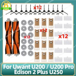 Compatible For Uwant U200 / U200 Pro / Edison 2 Plus U250 Main Side Brush Mop Cloth Hepa Filter Dust Bag Accessories Parts