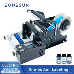 ZONESUN ZS-TB50SM Electric Semi Automatic Round Bottle Labeling Machine Cosmetic Bottle Sticker Label Applicator