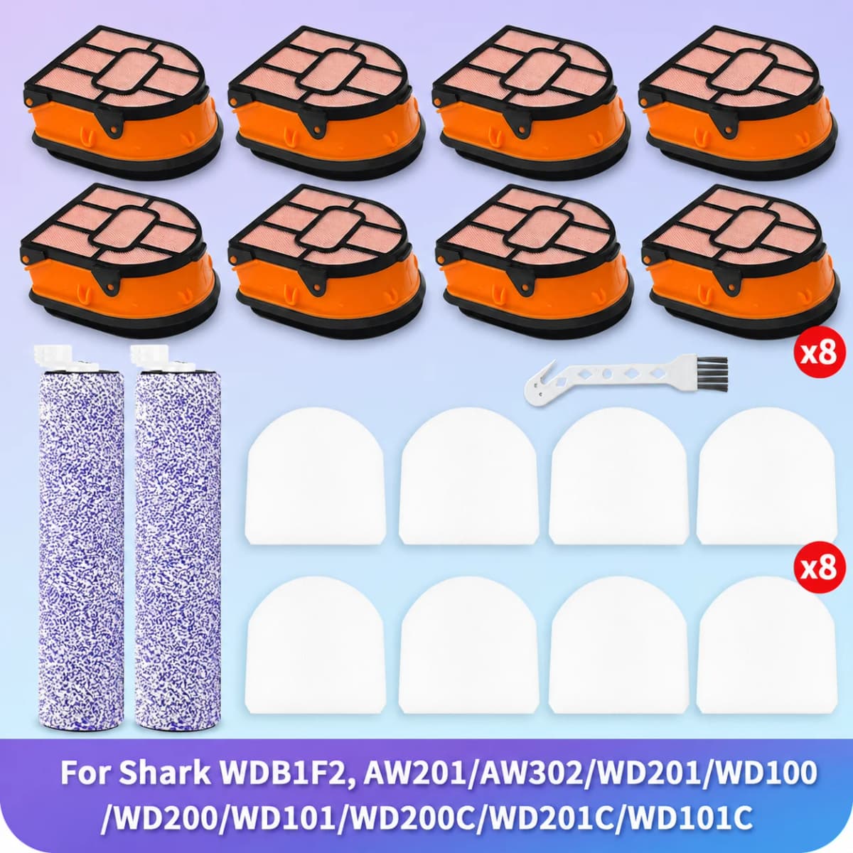 Fit For Shark WDB1F2 HydroVac AW201 AW302 WD201 WD100 WD200 WD101 WD200C WD201C WD101C HydroVac Vacuum Parts Brush Roller Filter
