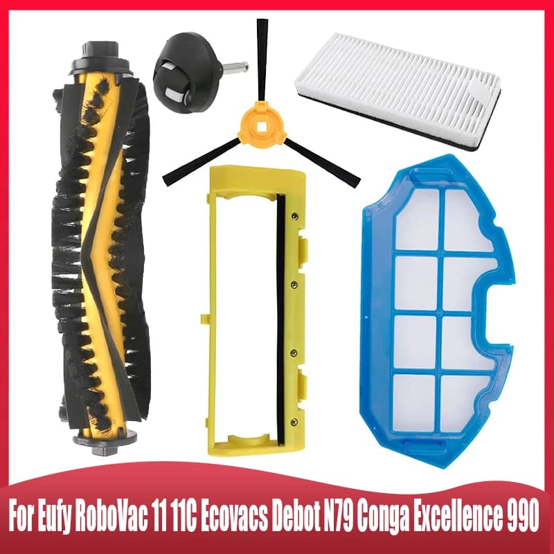 For Eufy RoboVac 11 11C Ecovacs Debot N79 Conga Excellence 990 Vacuum Cleaner Spare Parts,Main Side Brush Hepa Filter Wheel
