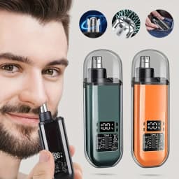 Portable USB Type C Fast Charge Nose & Ear Hair Trimmer Men Precision Cutting Tips Personal Grooming Removal Kit