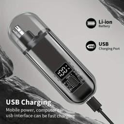 Portable USB Type C Fast Charge Nose & Ear Hair Trimmer Men Precision Cutting Tips Personal Grooming Removal Kit