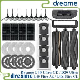 Dreame L40 Ultra AE / L40 Ultra CE / L10s Ultra CE / D20 Ultra Parts, Main Brush, Edge Brush, Cloth, Dust Bag, Filter Screen