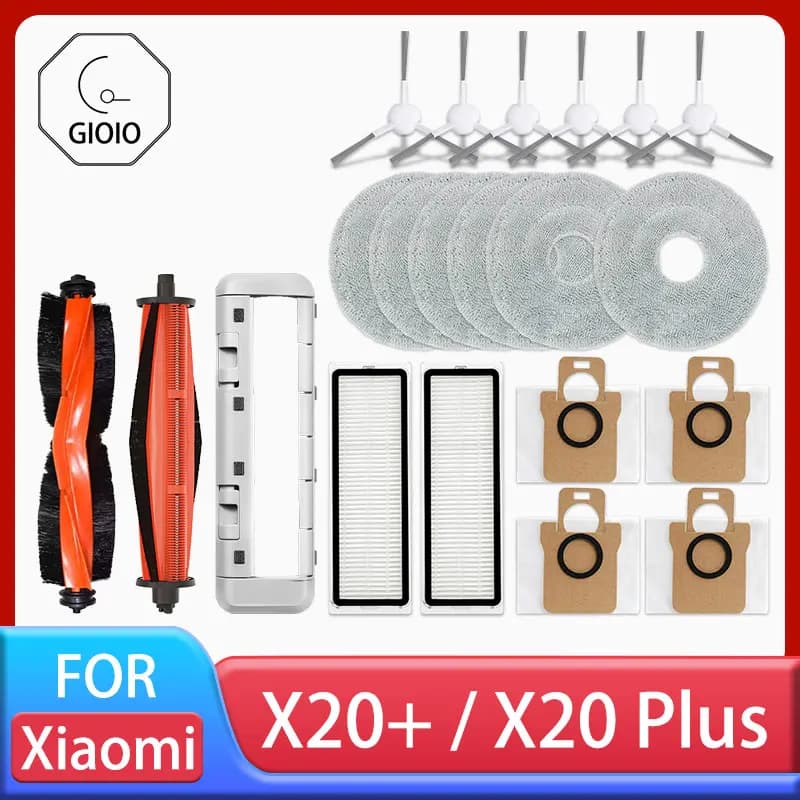 For Xiaomi Robot Vacuum X20+ / X20 Plus Parts Accessories Main Brush Side Brush Hepa Filter Mop Cloth Dust Bag Replacement Spare