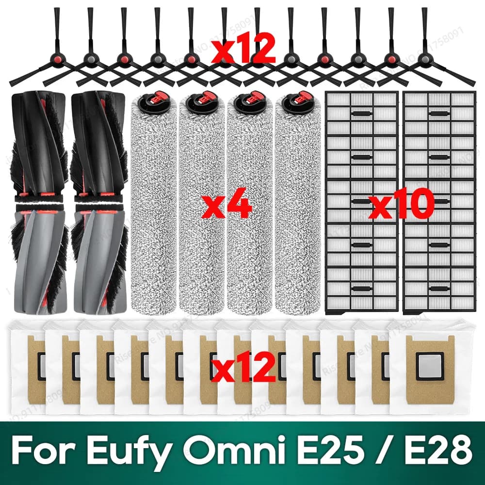 Compatible for Eufy Omni E25 / E28 Accessories Main Brush Filter Dust Bag Roller Mop