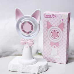 New Cat-Shaped Handheld Fan with Strong Wind, USB Charging, Suitable for Student Dormitories, Desktop Small Fan with Light