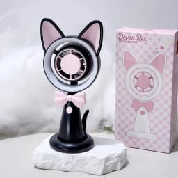 New Cat-Shaped Handheld Fan with Strong Wind, USB Charging, Suitable for Student Dormitories, Desktop Small Fan with Light