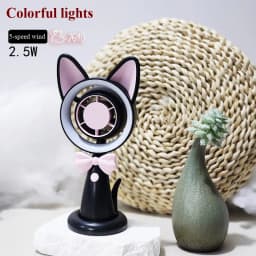 New Cat-Shaped Handheld Fan with Strong Wind, USB Charging, Suitable for Student Dormitories, Desktop Small Fan with Light