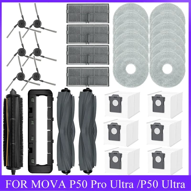 Compatible FOR MOVA P50 Pro Ultra /P50 Ultra Main Brush Edge Brush Cloth Dust Bag Filter Parts Accessories Replacement