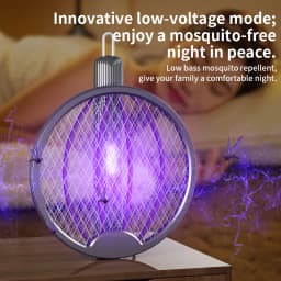 Foldable Electric Mosquito Swatter 3-in-1 Electric Mosquito Killer Rechargeable Wall-Mounted Mosquito Swatter Anti-mosquito Lamp
