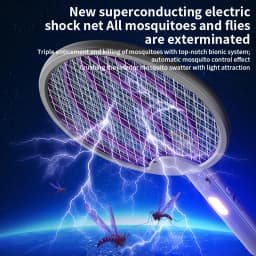 Foldable Electric Mosquito Swatter 3-in-1 Electric Mosquito Killer Rechargeable Wall-Mounted Mosquito Swatter Anti-mosquito Lamp