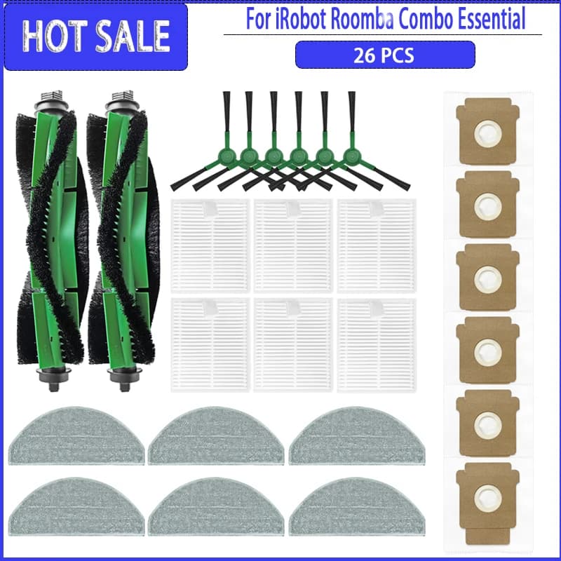 Compatible For IRobot Roomba 105 Combo, Roomba Combo Essential / 2 Essential Main Side Brush HEPA Filter Mop Dust Bag Parts