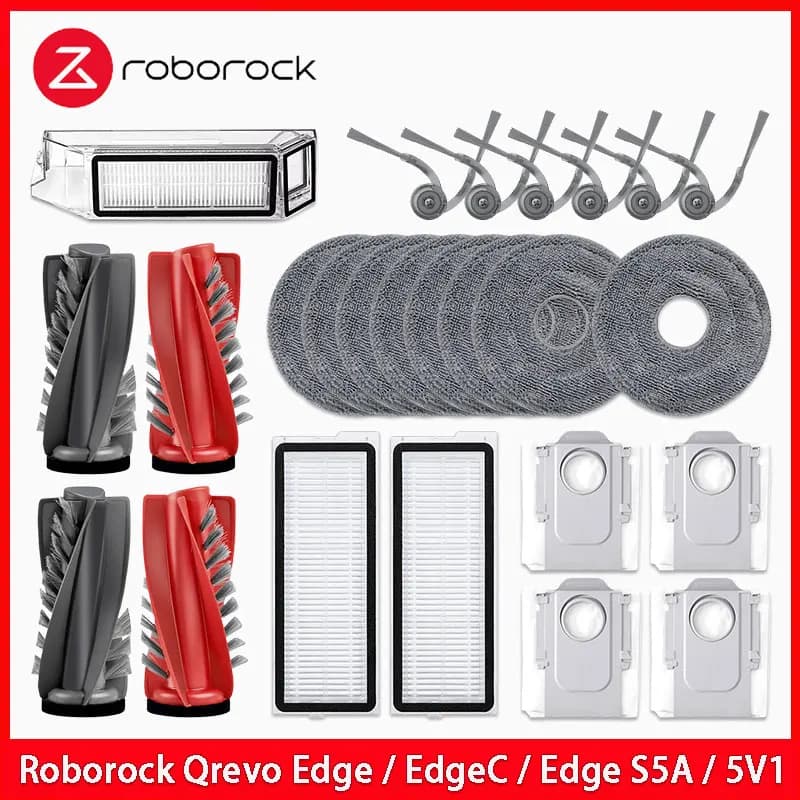Fit For (Roborock Qrevo Edge / EdgeC / Edge S5A / 5V1 / Curv) Vacuum Parts Main Roller Side Brush Hepa Filter Mop Cloth Dust Bag