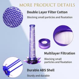 For Dyson V8 Focus Mattress/ Animal Extra/SV25 SV37 Vacuum Cleaner Replacement Filter, Pre-Filter and Post- Filter Replacement