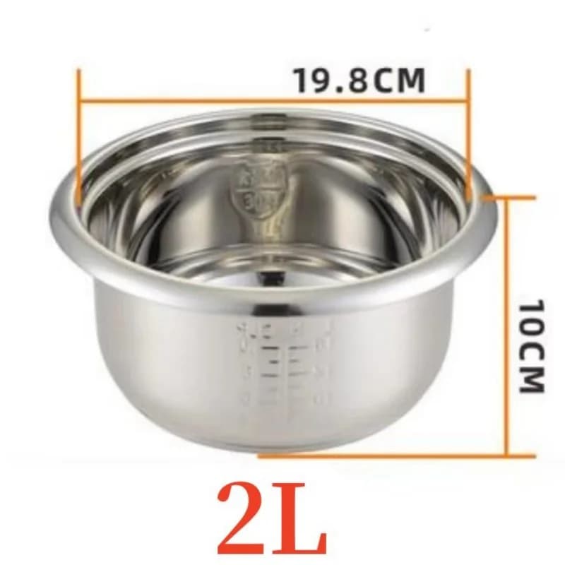 2L 304 stainless steel rice cooker inner container Non stick Cooking Pot Replacement Rice Cooker liner
