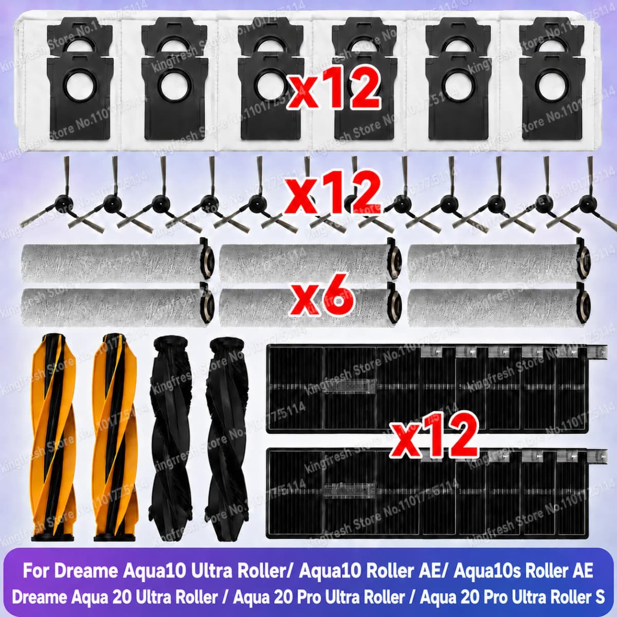 Fit For Dreame Aqua10 Ultra Roller/10 Roller AE/10S Roller AE, Aqua20 Ultra Roller/ Aqua20 Pro Ultra Roller Brush Bag Filter Mop