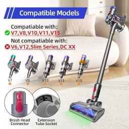 LED Electric Brush for Dyson V7/V8/V10/V11/V15 Vacuum Cleaners, Dust Detection Brush, for Hard Floors, Carpets and Other Floors