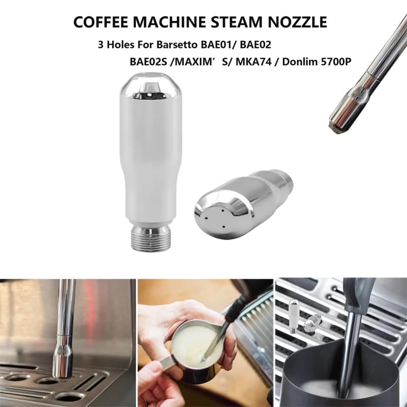 Coffee Machine Steam Nozzle 3 Holes Stainless Steel For Barsetto BAE01/BAE02/BAE02S/MAXIM'S/MKA74/DONLIM 5700P