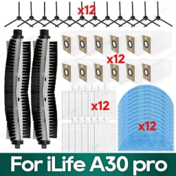Compatible for iLife A30 Pro Accessories Main Brush Filter Dust Bag Mop Cloth Washable Replacement Parts Kit