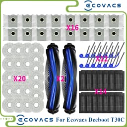 Compatible for Ecovacs T30c Replacement Main Side Brush HEPA Filter Mop Pad Dust Bag Spare Parts Accessories