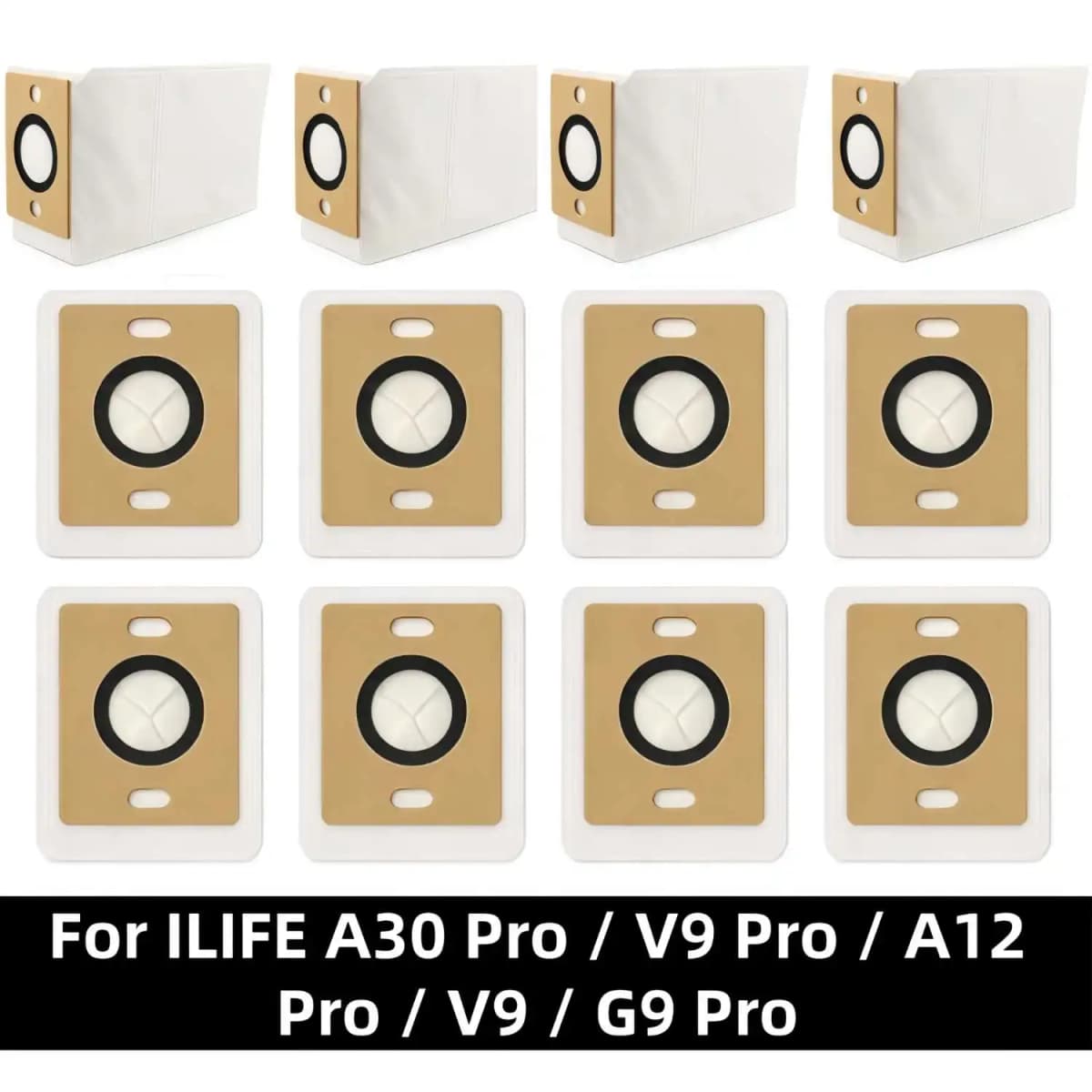 Dust Bags for ILIFE A30 Pro / V9 Pro / A12 Pro / V9 / G9 Pro Robot Vacuum Cleaner, Cleaner Bags Spare Part Accessories