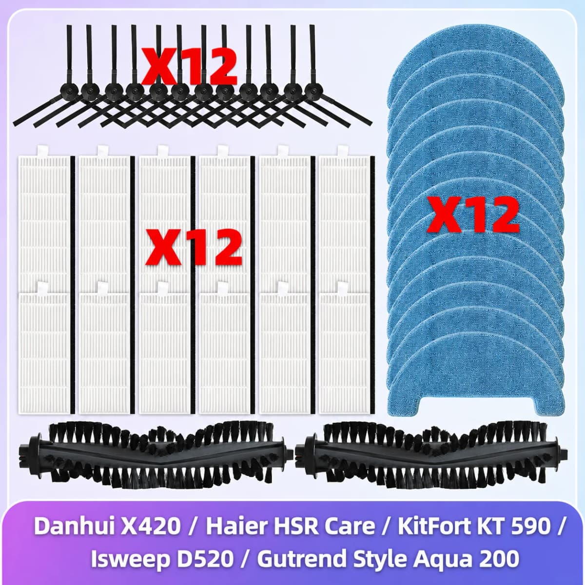 Fit For( Danhui X420 / Haier HSR Care / KitFort KT 590 / Isweep D520 / Gutrend Style Aqua 200 ) Brush Filter Mop Cloth Parts