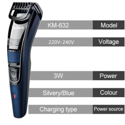 Kemei Adjustable 0.5-10mm Beard & Hair Trimmer for Men Electric Mustache Trimmer Stubble Face Rechargeable Hair Cutter Machine