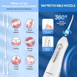 Mornwell Water Flosser Teeth Pick: Cordless Oral Water Floss 300ML Rechargeable Travel Irrigation Teeth Cleaner D52(F5012D)