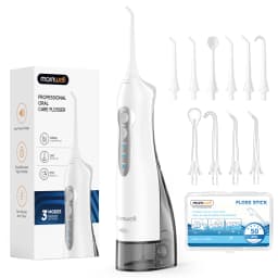 Mornwell Water Flosser Teeth Pick: Cordless Oral Water Floss 300ML Rechargeable Travel Irrigation Teeth Cleaner D52(F5012D)