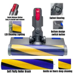Soft Fluff Floor Cleaning Brush for Dyson V10 V11 V15 V8 V7 Vacuum Cleaner Replacement Parts LED Dust Display for Floor Cleaning