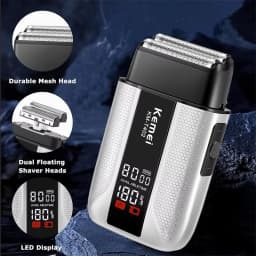 Kemei KM-T402 Professional Foil Shavers for Men IPX7 Waterproof Electric Razor for Men with LED Display Double Electric Shaver